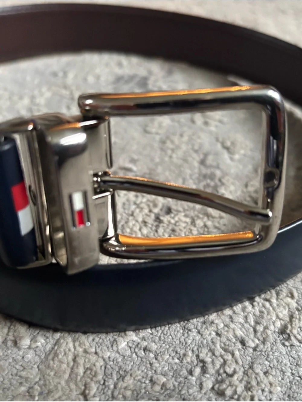 Tommy Hilfiger Navy and Brown Reversible Leather Dress Belt